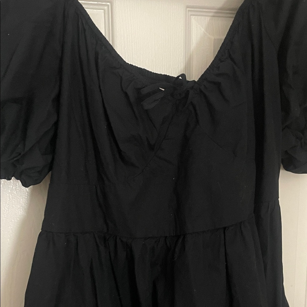 Black Puff-Sleeve Women’s Dress - Picture 3 of 6